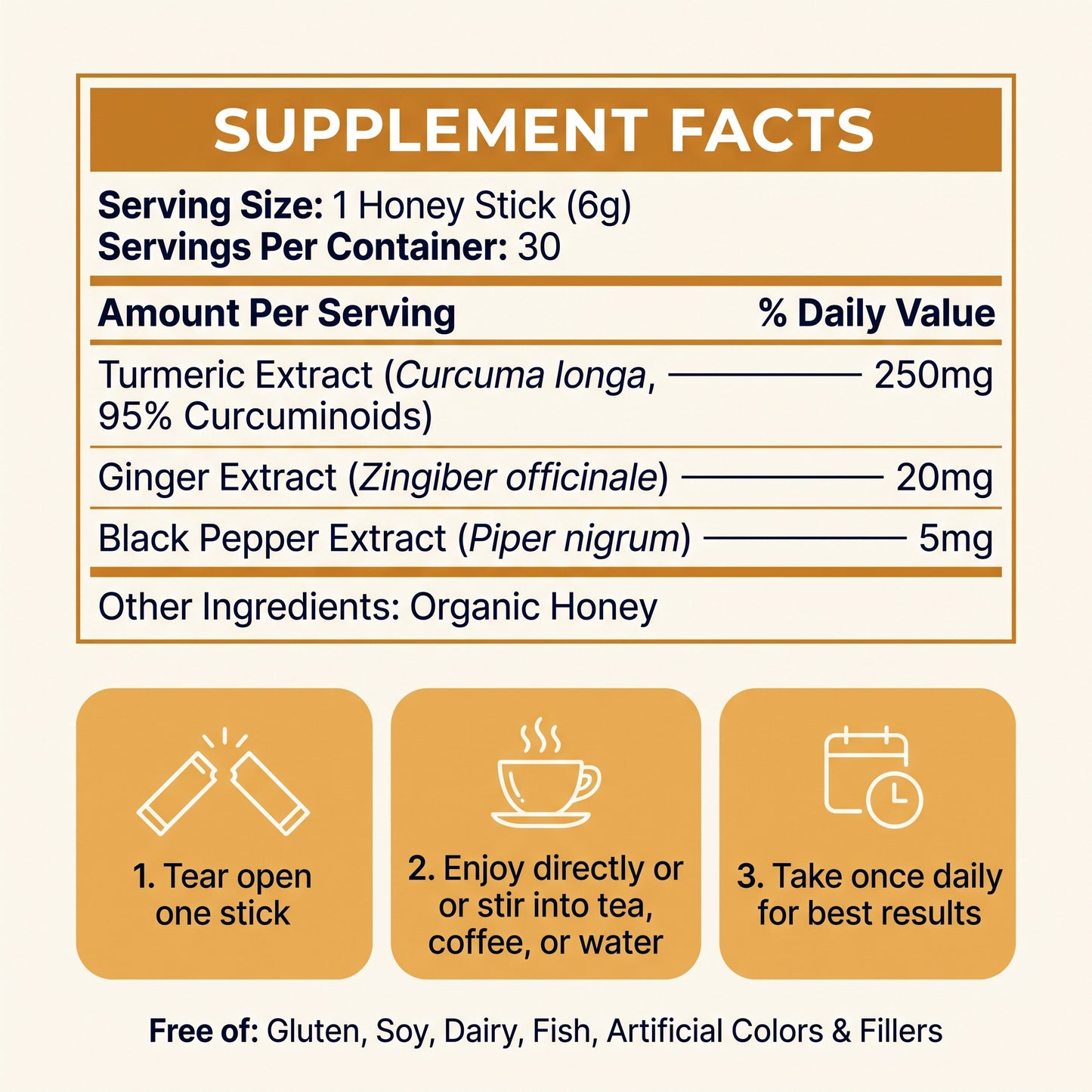 Tumeric Curcumin Honey Sticks