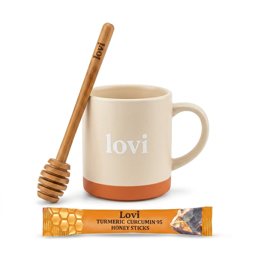 Lovi Morning Ritual Kit: Ceramic Mug + Bamboo Dipper