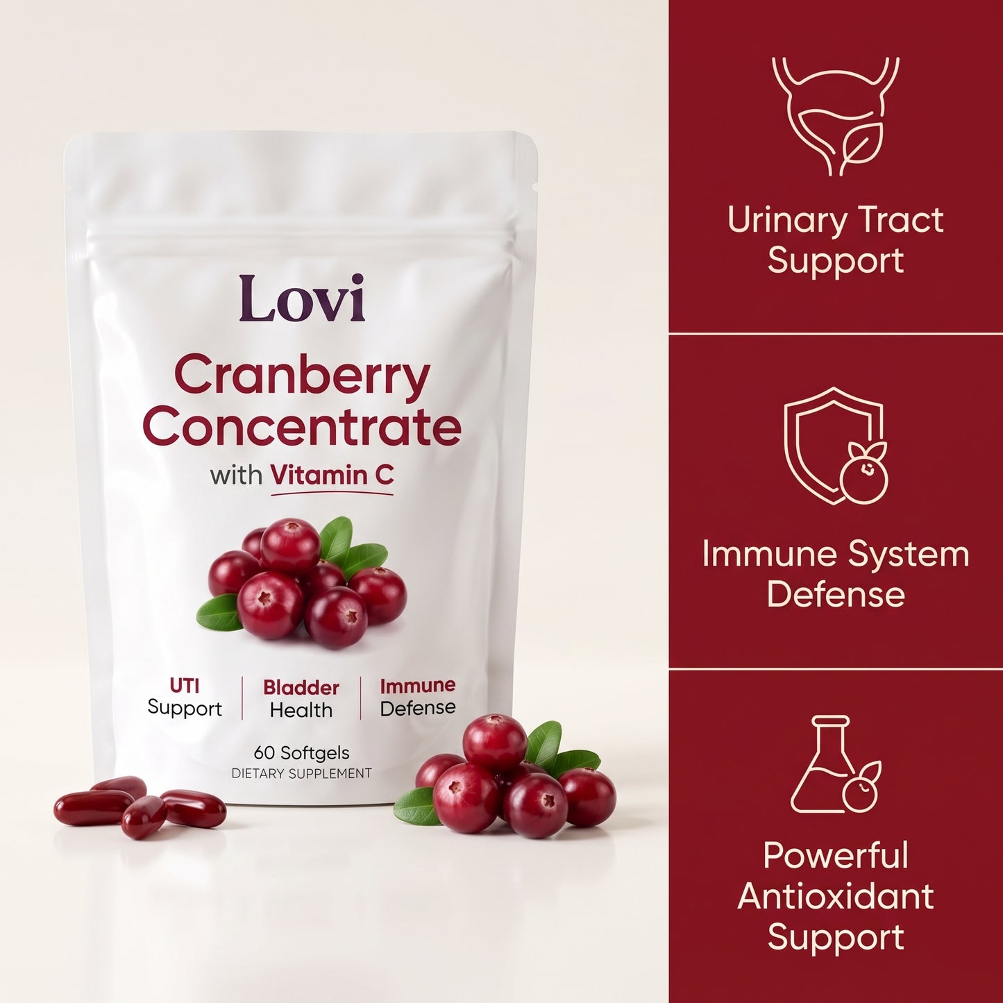 Cranberry Concentrate Softgels (40,000mg) UTI Defense Supplement