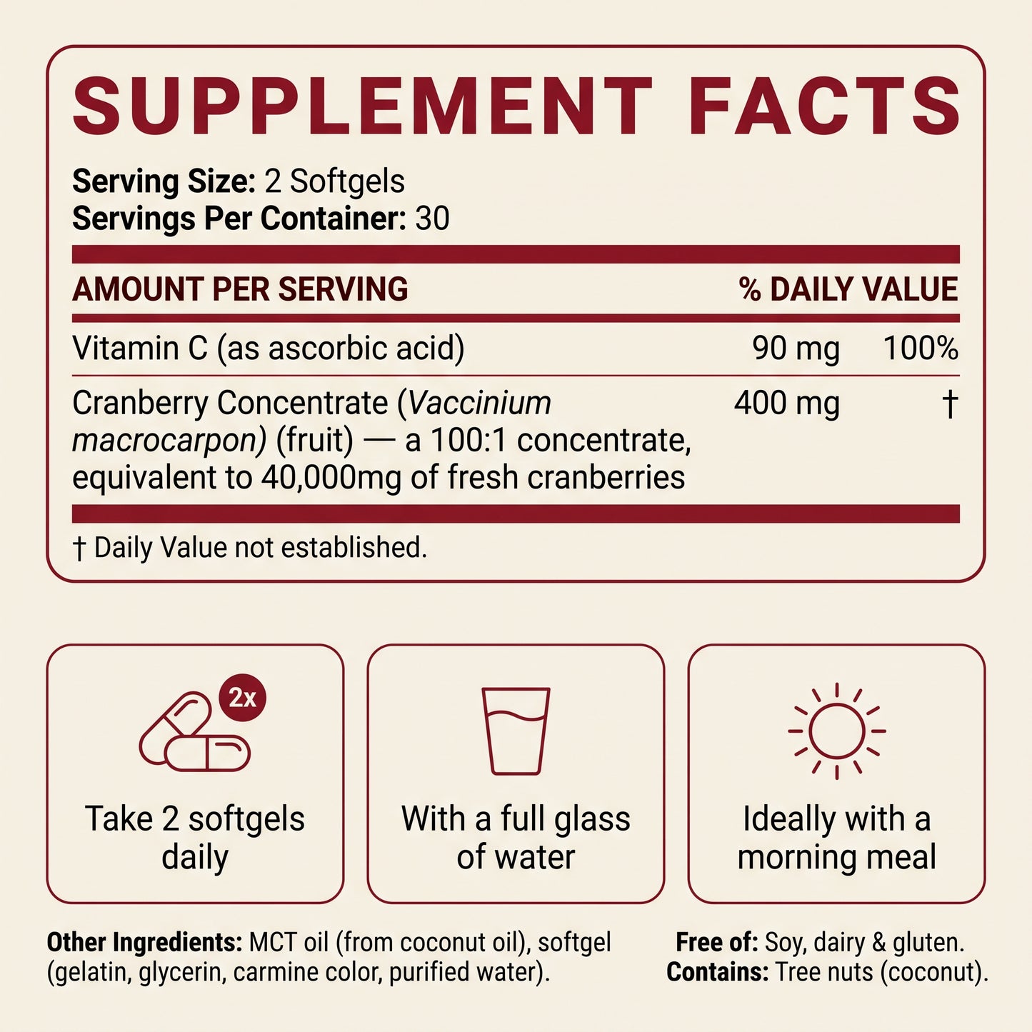 Cranberry Concentrate Softgels (40,000mg) UTI Defense Supplement